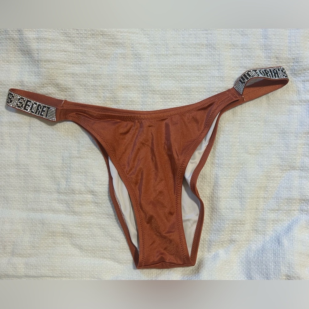 Brown Bikini Bottom with Logo Straps